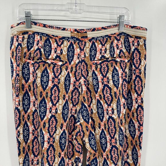 ANTHROPOLOGIE Pilcro Blue Pink Paz Ikat Waist Tie Ankle Slim Leg Pants Size 31 - Picture 6 of 8